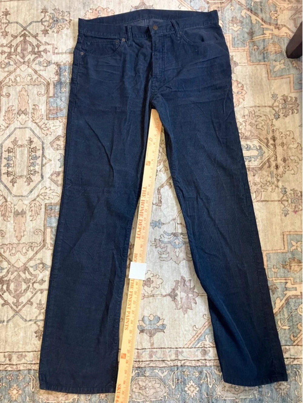 Gap 1969 Mens Navy Corduroy Jeans Straight Leg Five Pocket Cords Fine Wale